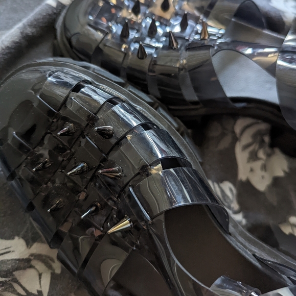 black jelly sandal chunky heel Size US 9 - Picture 2 of 4